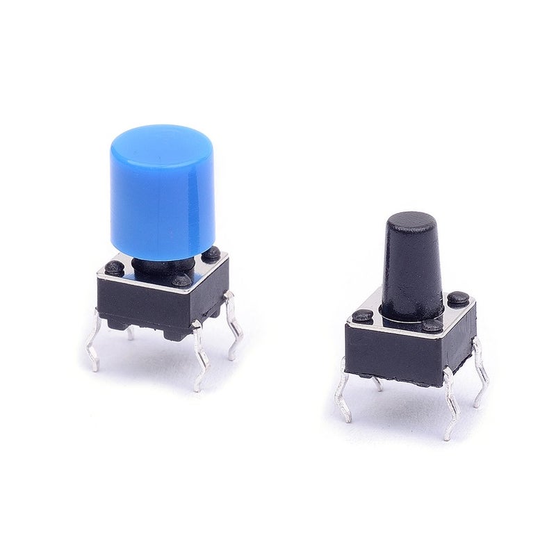 Cylewet 35Pcs 6Ã—6Ã—9mm Tactile Tact Push Button Switch Micro Switch Touch Switch with Button Caps of 7 Color for Arduino (Pack of 35) CYT1052 - Image 2